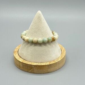 Vintage Amazonite Stone Beaded Stretch Bracelet 6.25 Boho Calm Energy